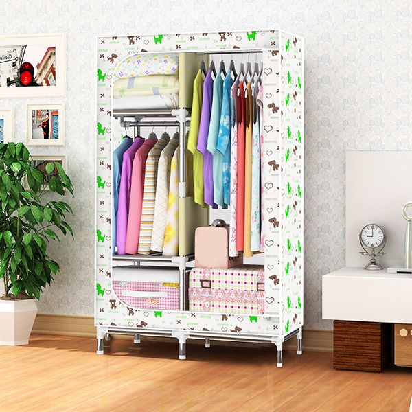 Contemporary Style Metal Wardrobe Cloth Rod Included Closet for Home