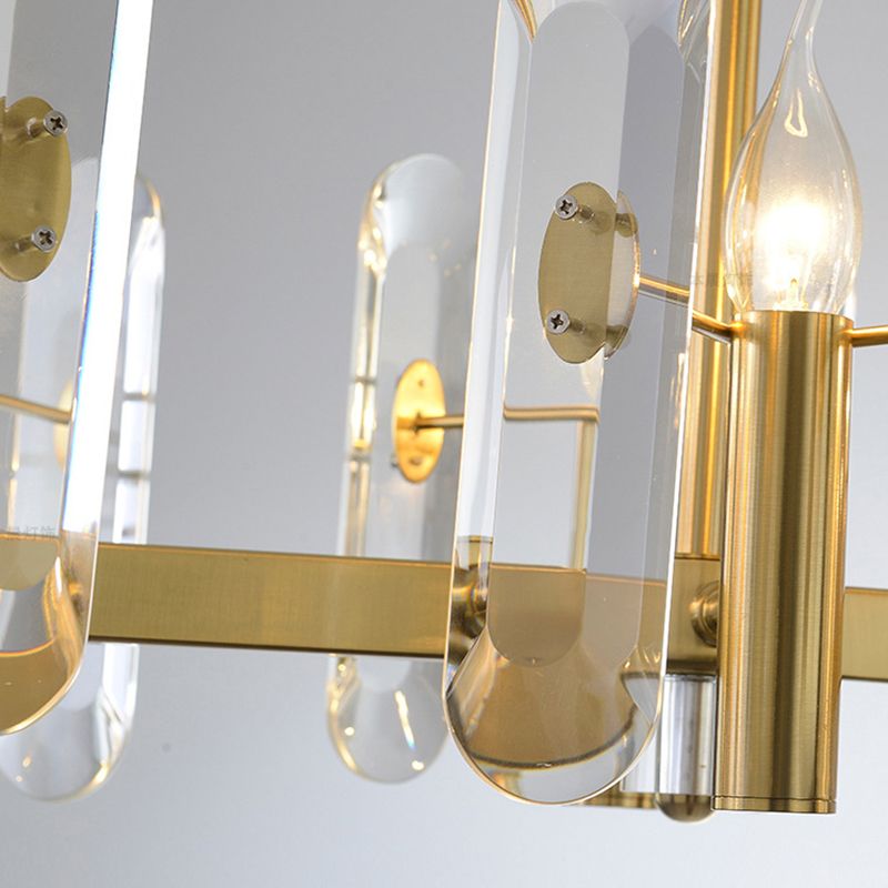 Modern Luxury Hanging Light Crystal Geometric Chandelier for Living Room