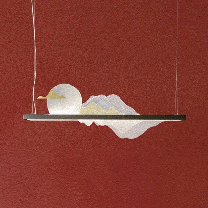 Zeitgenössische Kücheninselbeleuchtung Rechteck Metall 1-Licht Island Lichter