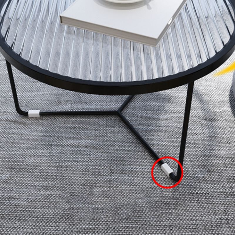 11.8"H Metal Frame Base Glass Round Table Top Coffee Table for Apartment