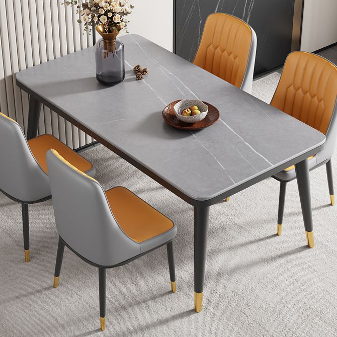 Minimalist Sintered Stone Top Kitchen Dining Table Rectangle Shape Dining Table with 4 Legs Base