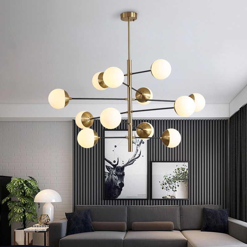Living Room Chandelier Pendant Light Modern Chandelier Light Fixture with Starburst Glass Shade