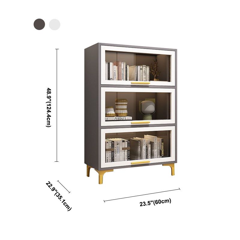 Modern Bookcase Closed Back Bookshelf with Door for Home Office