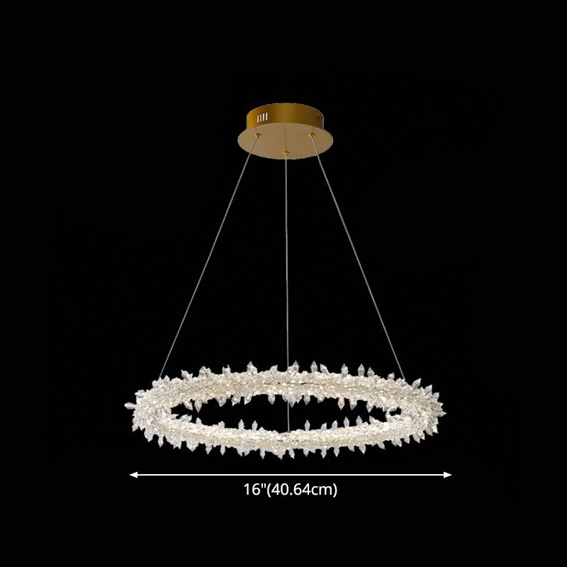 Modern Flower Ring Chandelier Light Fixtures Crystal Hanging Light Kit for Living Room