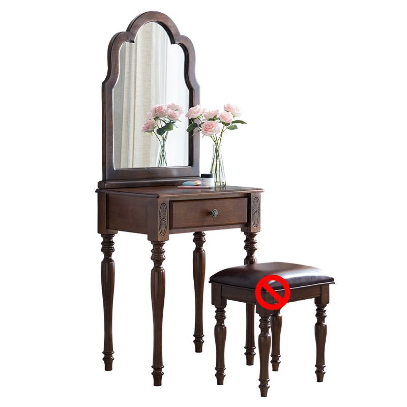 Traditional Wooden Vanity Makeup Table Set 1 Drawers Dressing Table with Mirror