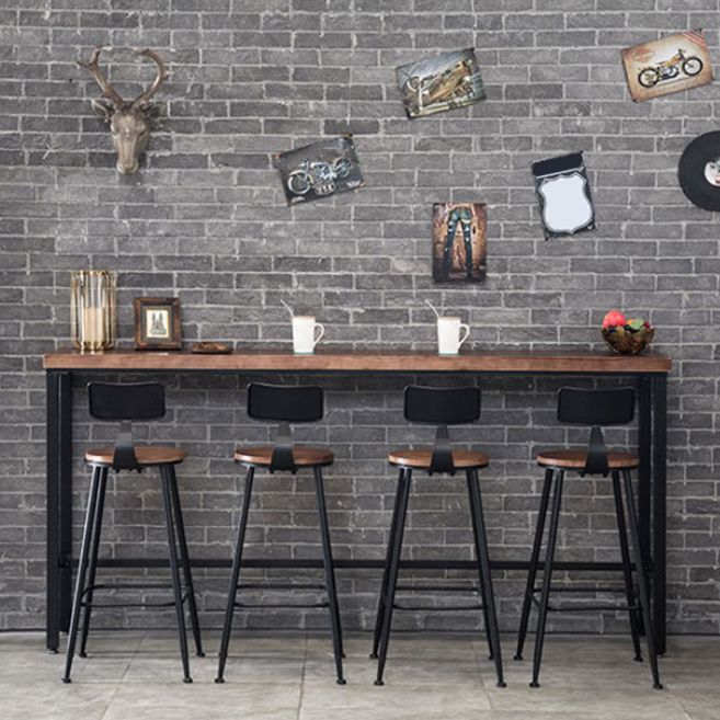 Indoor Industrial Style Barstool Iron 4 Legs Bar Stool with Pedal