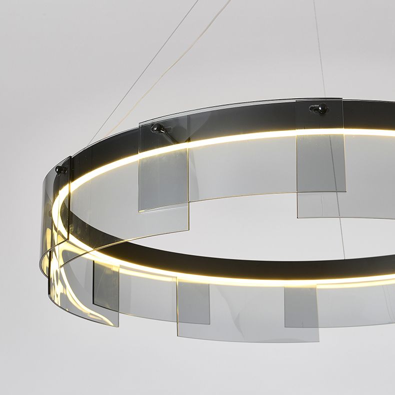Contemporary Simple LED Hanging Light Metal Circular Pendant Light for Living Room
