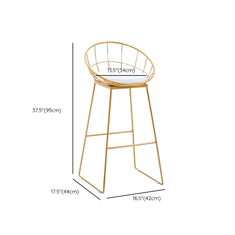 Glam Backrest Bar Stools Backrest Barstool with Gold Metal Legs