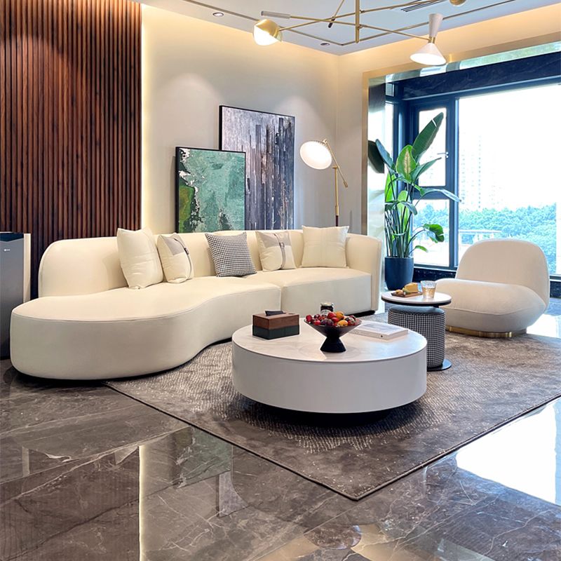 Stain-Resistant Faux Leather Modern Sofa/Sectional for Apartment, Living Room