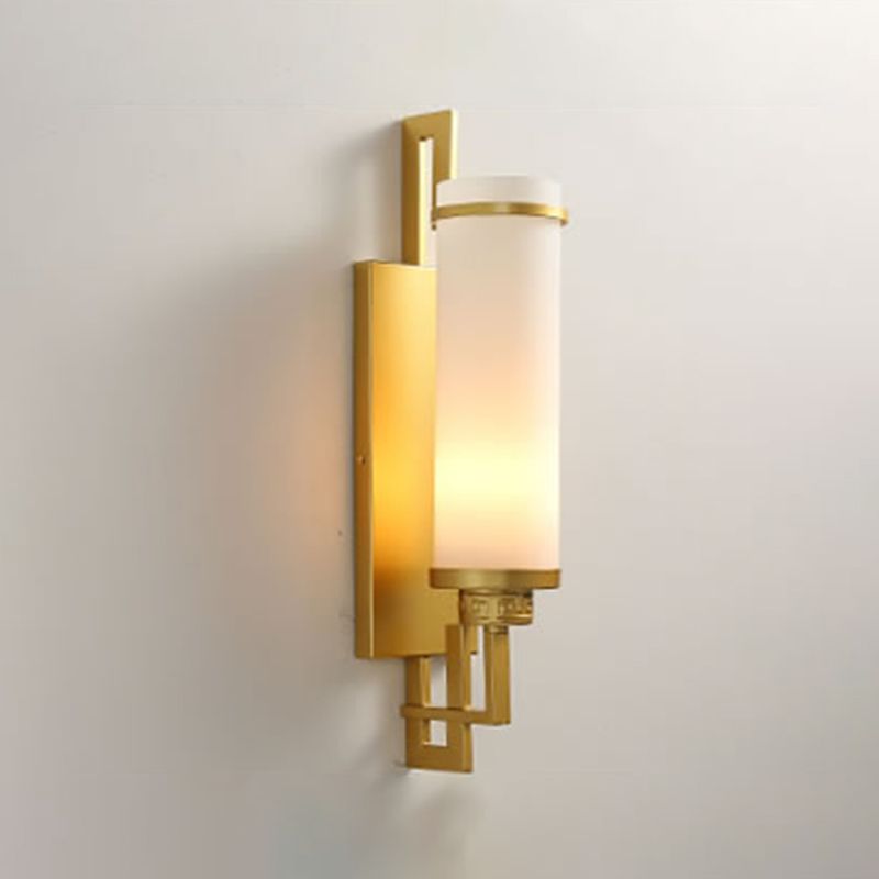 Modern Style Glass Wall Light Cylinder 21.5" High Wall Sconce for Living Room