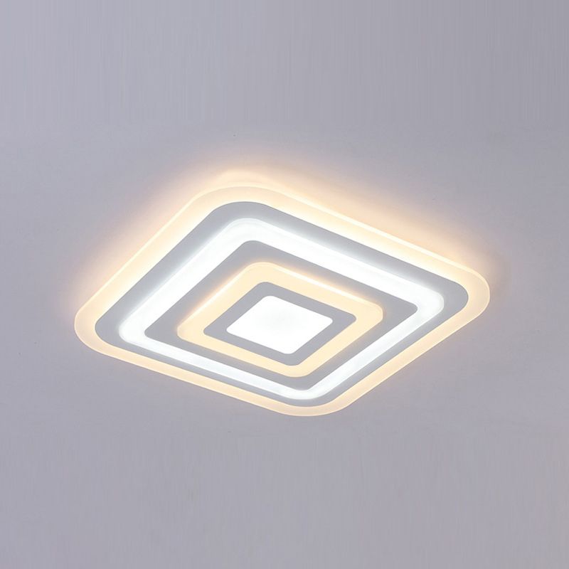 Lampada da soffitto quadrata in acrilico a 4 strati Stile nordico Bianco 19,5"/35,5" W Lampada da incasso a LED con luce calda interna bianca esterna
