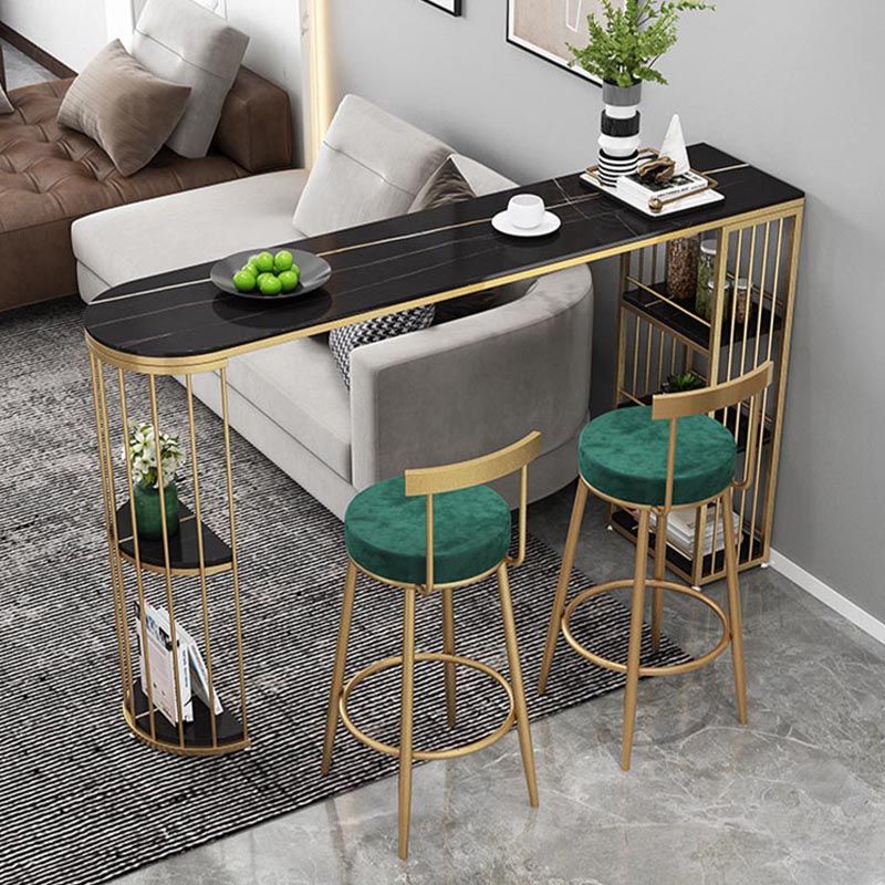 Modern 1/3 Pieces Bar Table Set Stone Counter Table with High Stools for Milk Tea Shop