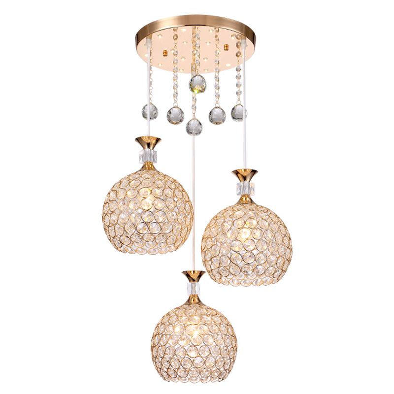 Cluster sphère pendentif léger nordique cristal 3 bulb lempe suspension du plafond