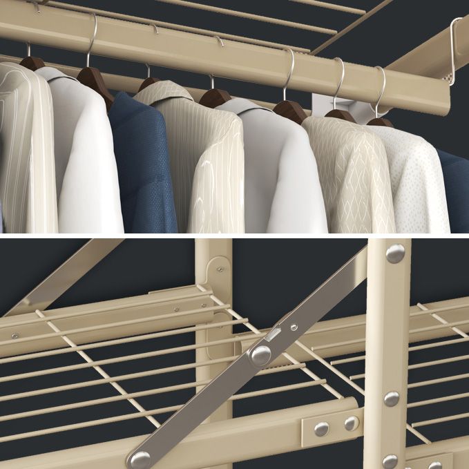 Contemporary Style Metal Wardrobe Cloth Rod Included Wardrobe Closet