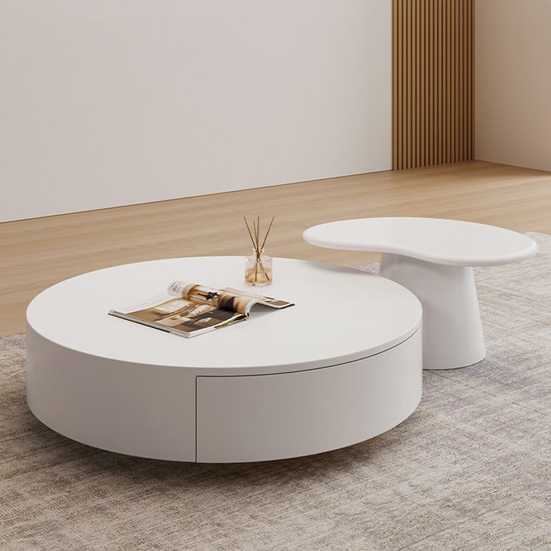 Contemporary Coffee Table White Solid Wood Coffee Cocktail Table
