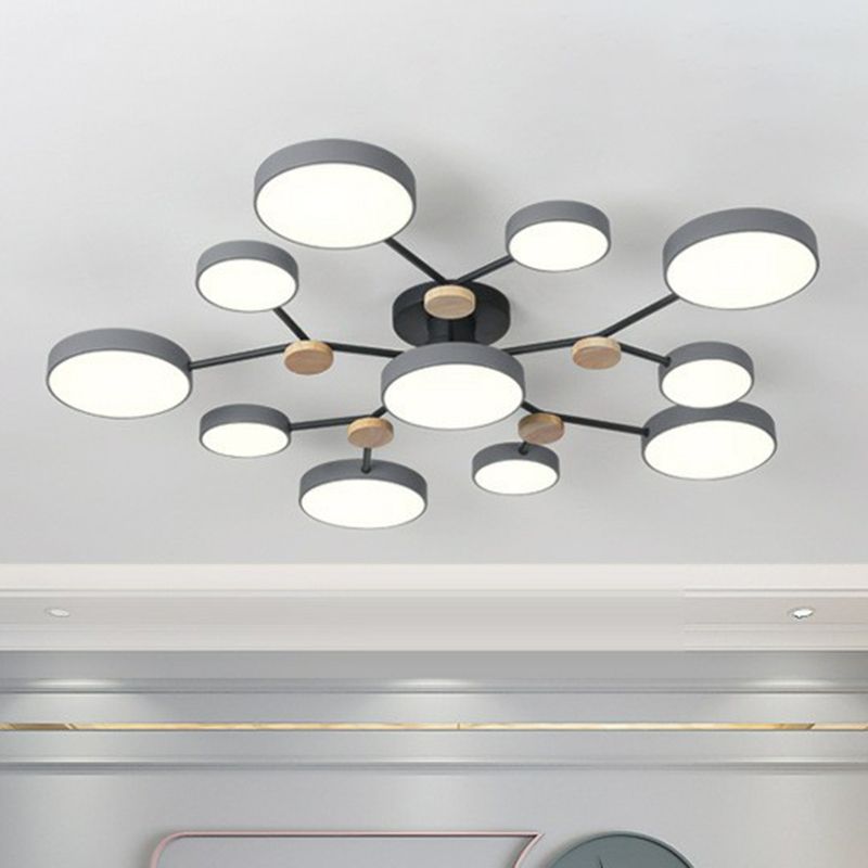 Lampaggio a sospensione del lampadario a forma di soggiorno a forma di rotondo Acrilico a 11 teste in stile nordico lampada a sospensione