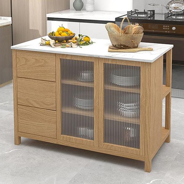 Traditional Stationary Kitchen Island table Wood Kitchen Island table with Drawer