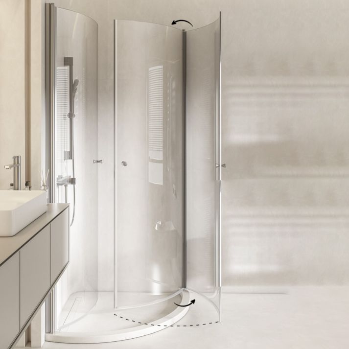 Hinged Door Shower Enclosure Tempered Glass Semi-Frameless Shower Enclosure