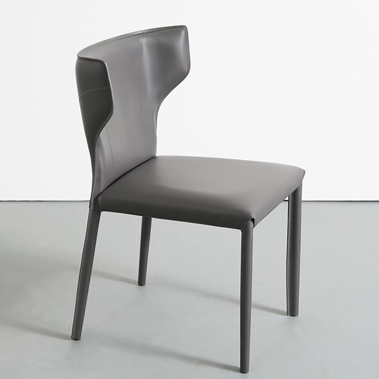 Contemporary Faux Leather and Metal Armless Dining Room Chair