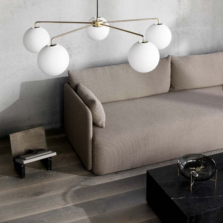 Modern Minimalist Chandelier Light Fixture Spherical White Glass 5 Light Ceiling Chandelier for Living Room