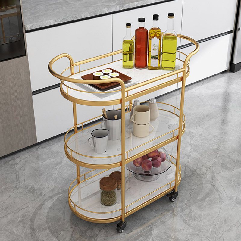 Modern Open Storage Kitchen Trolley Dining Room Rolling Prep Table