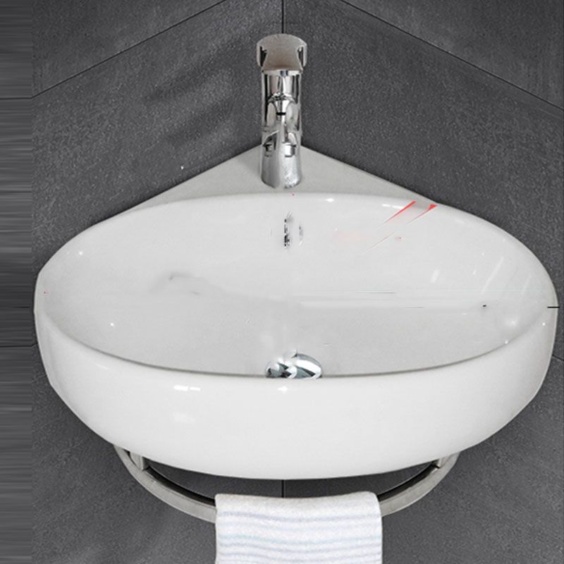 Bathroom Sink White Ceramic Wall-mounted Mirror Faucet Anti-spill Sink
