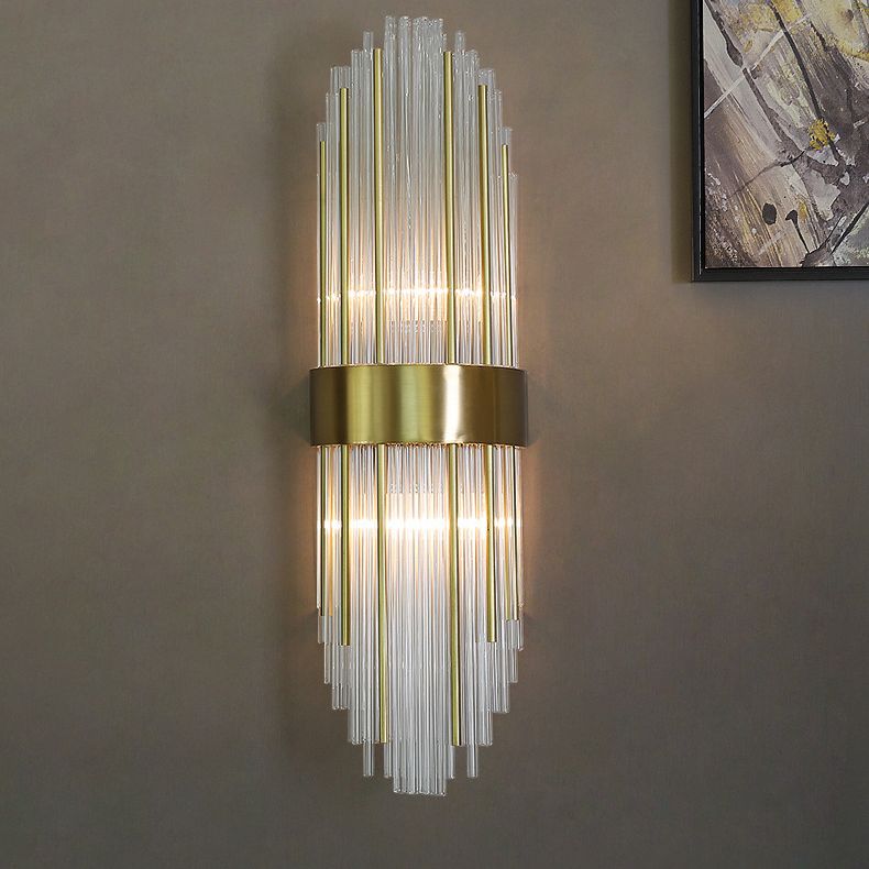 Sconce da muro scintillanti a 2 luci in moderna lampada a parete di rame in stile lusso con tonalità di cristallo