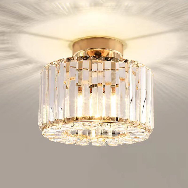 1-Light Modern Style Flush Mount Crystal Ceiling Light for Aisle
