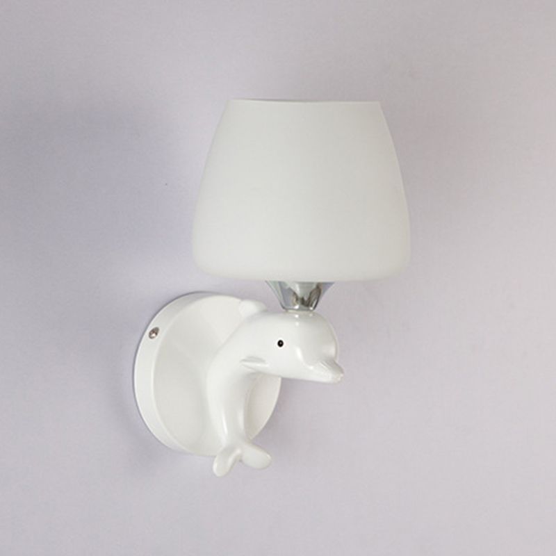 Modern Vanity Lighting Dolphin Wall Light Fixture in White for Bathroom