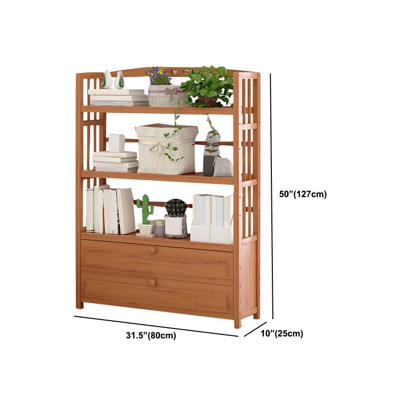 Standard Bamboo Bookshelf Contemporary Brown Open Shelf Bookcase