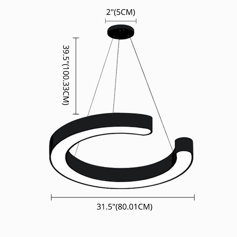 Black 1 Light Round Pendant Lamp Modern Minimalist LED Metal Hanging Lamp for Office