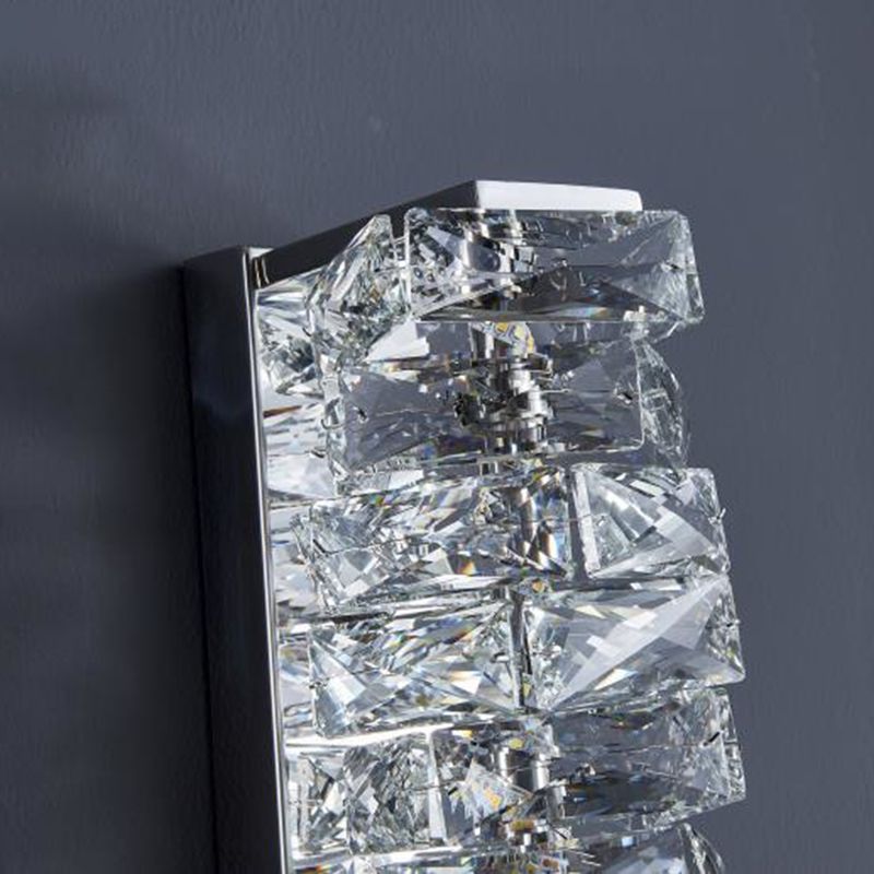 Moderner Stil Geometrischer Wandleuchten Schonconces Kristallblock 1-Licht-Leuchte in Chrom und Gold