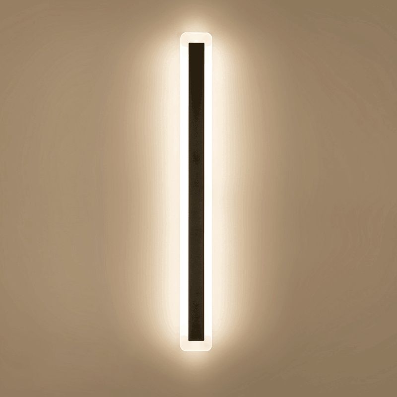 Style moderne Minimaliste Strip Shade Wall Sconce Metal 1 Appliques légères en noir pour la cour