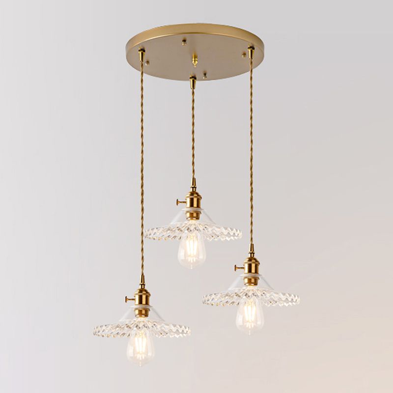 3 Lights Multi Light Pendant Modern Simple Prismatic Glass Hanging Light for Restaurant