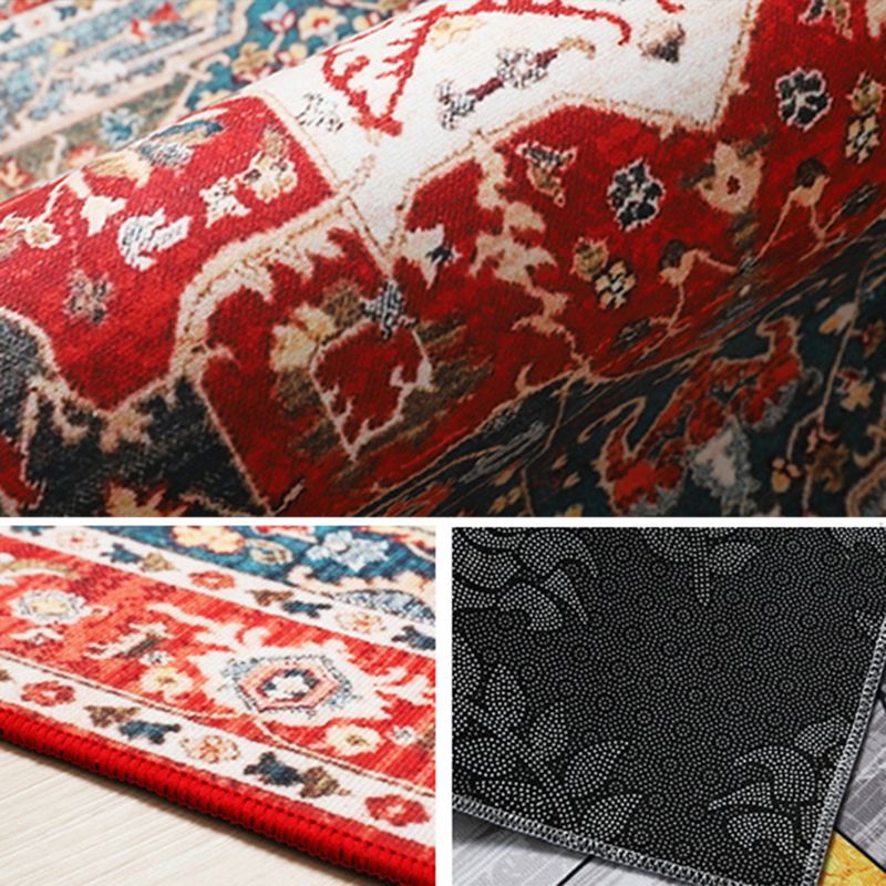 Gorgeous Floral Printed Rug Multicolored Contemporary Rug Non-Slip Backing Carpet for Home Decor