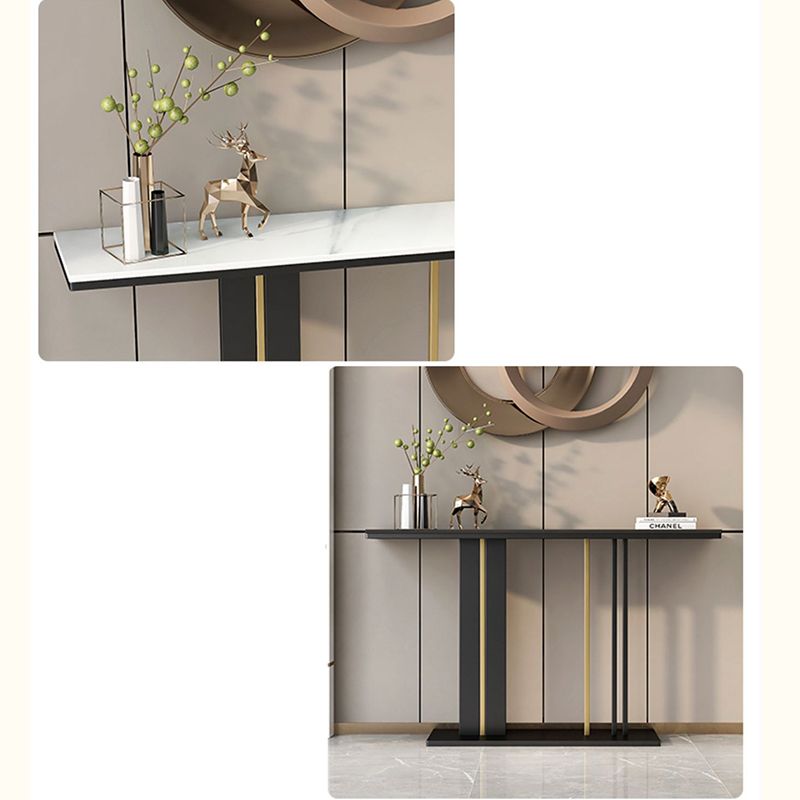 Rectangle Contemporary Console Table Antique Finish Console Sofa Table in Marble