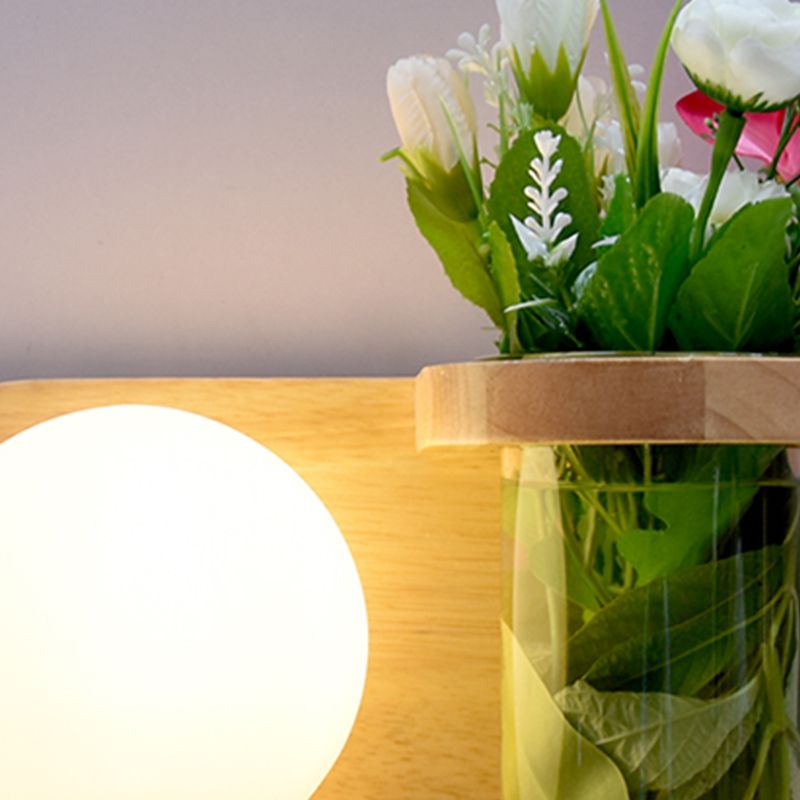 Creative Wooden Wall Light without Plants Modern Style Glass Shade Wall Light Fixture