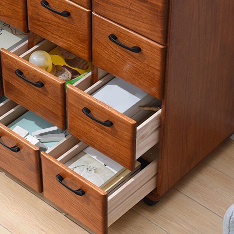 16.53" Wide Accent Chest with Drawers Solid Wood Chest with Wheels