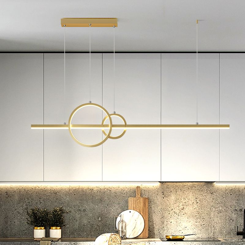 Anello minimalista e bar Light Light LED Metallic LED Lampada sospesa in nero/oro