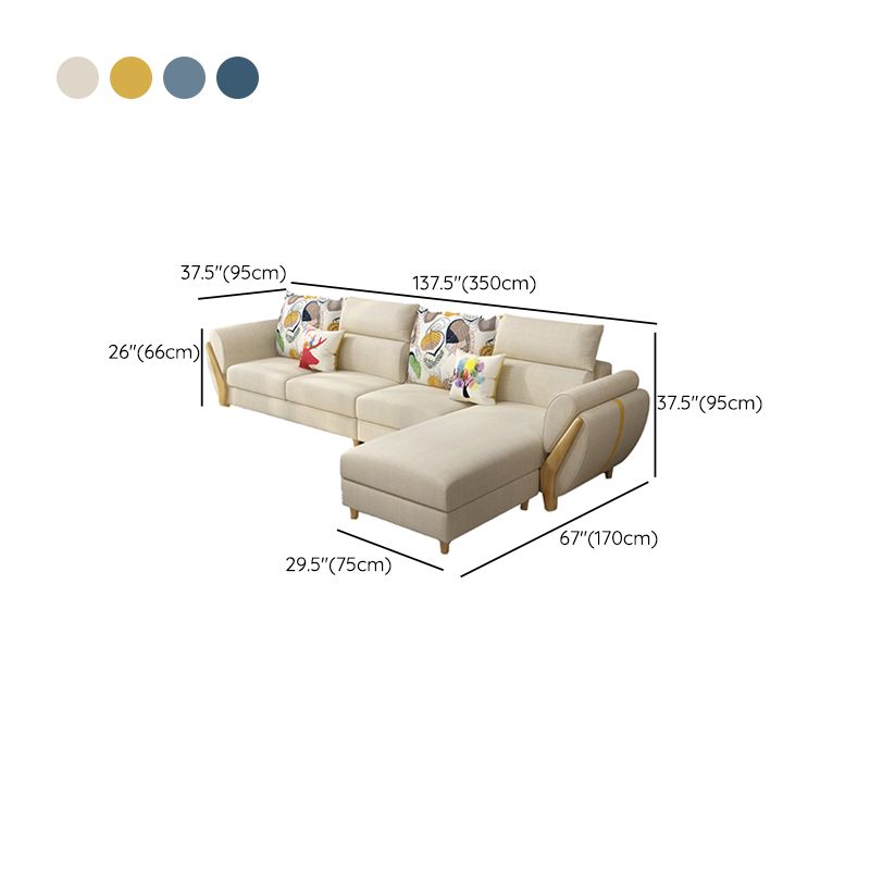 Flared Arm Ottoman Included Sectional Fabric 4-seat Sectional