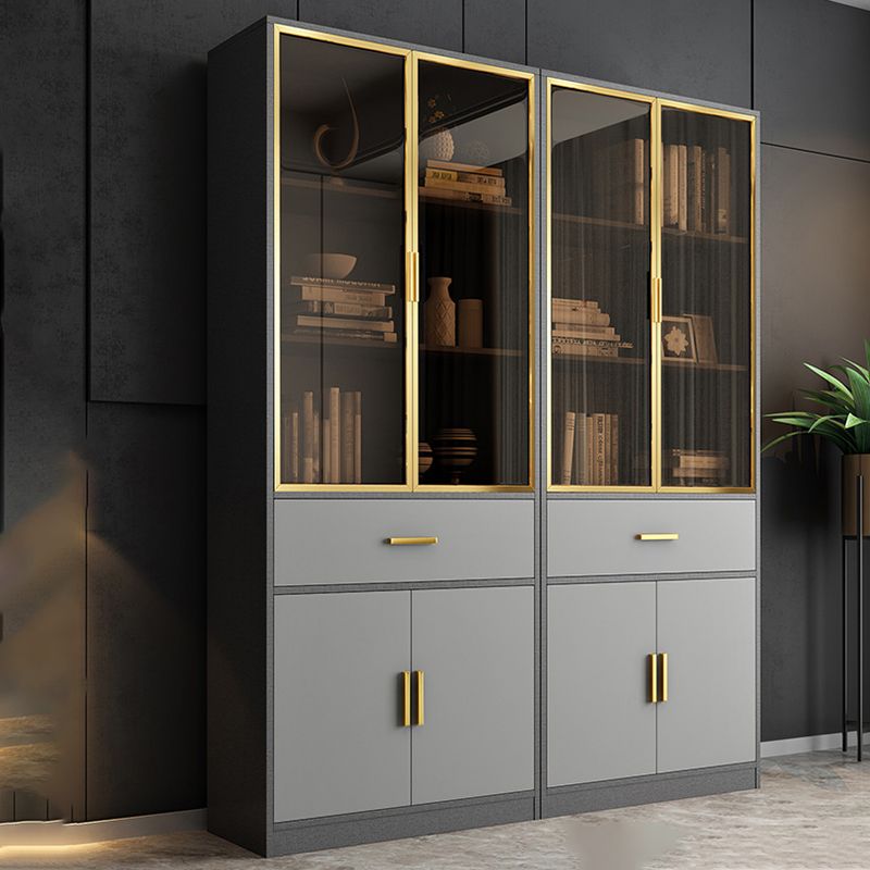 Contemporary Closed Back Bookcase Engineered Wood Vertical Bookshelf with Shelves