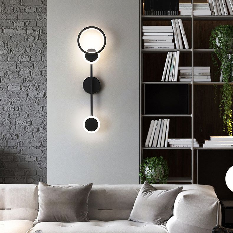 Moderni semplici luci a parete a led nere lampade a parete metallica per soggiorno