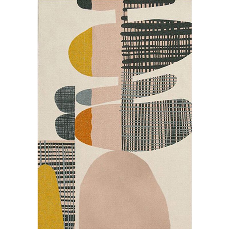Multicolor Trendy Area Rug Polyester Abstract Print Rug Anti-Slip Backing Indoor Rug for Living Room