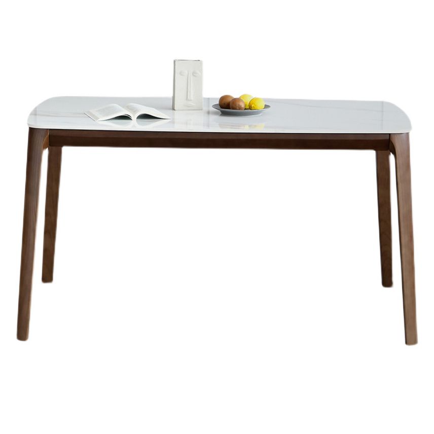 Contemporary Sintered Stone Standard Dining Set Rectangle Shape White Dining Set with 4 Legs Table