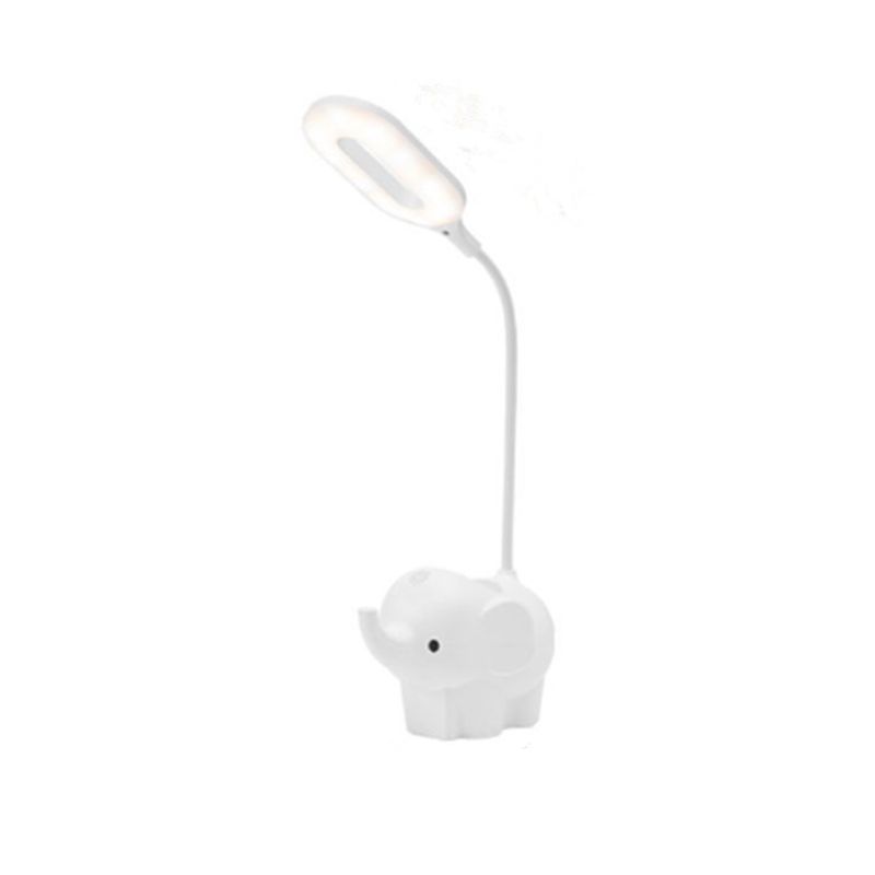 Lámpara de mesa de lectura creativa moderna Luz de mesa de elefante de 1 luz con puerto USB