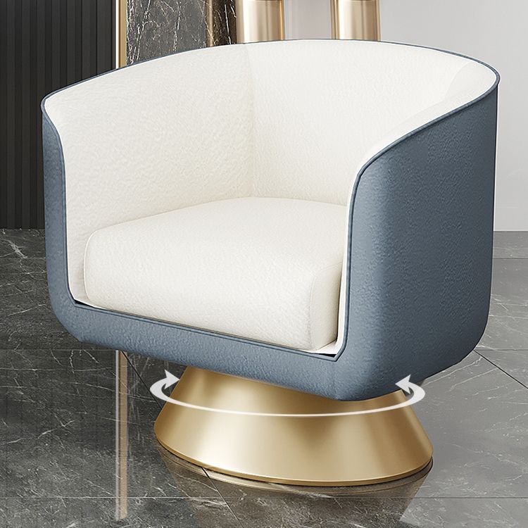 25.59" Wide Barrel Chair Faux Leather Arms Included Chair for Living Room