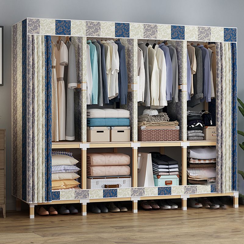 Contemporary Style Wardrobe Solid Wood Wardrobe Closet with Garment Rod