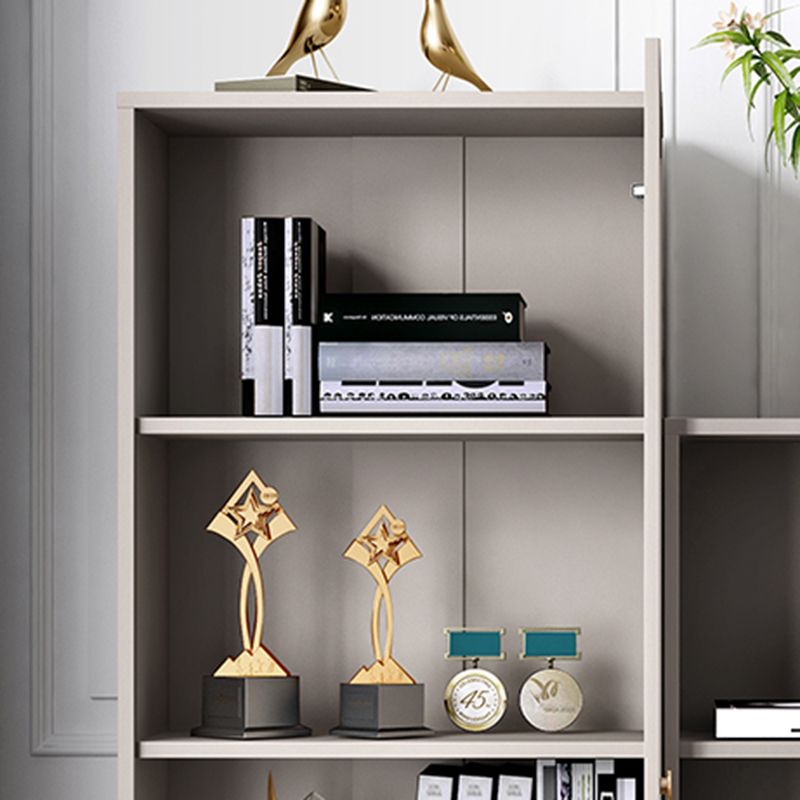 Modern Wooden Bookcase Standard Closed Back White/Champagne Bookshelf for Home Office
