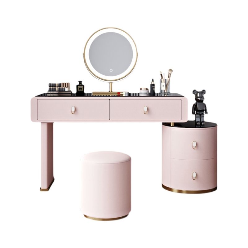 Light Glass Top Makeup Vanity Desk Storage Box Makeup Vanity Set