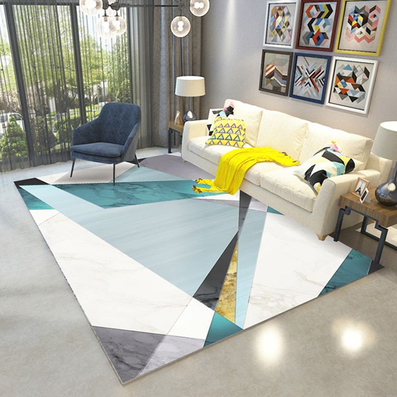 Abstract Area Rug Polyester Marble Print Rug Non-Slip Backing Carpet for Living Room